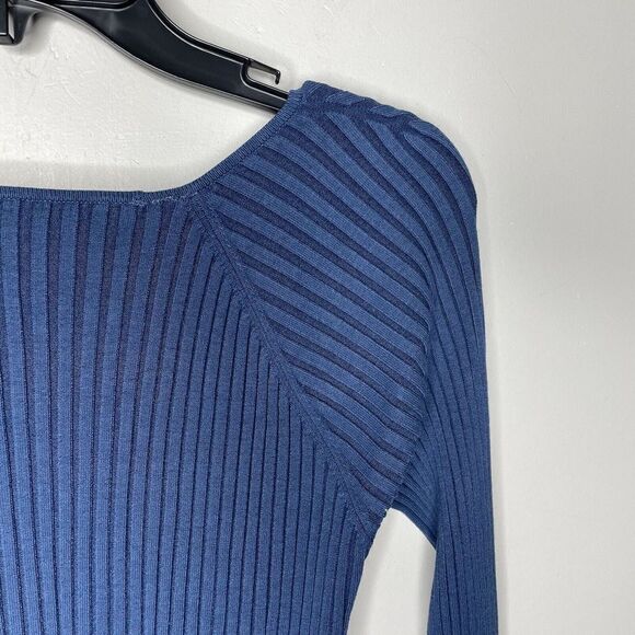 SIMKHAI Top Womens Large Blue Sammy Ribbed Bustier Sweater Sweetheart Neckline - Picture 6 of 8